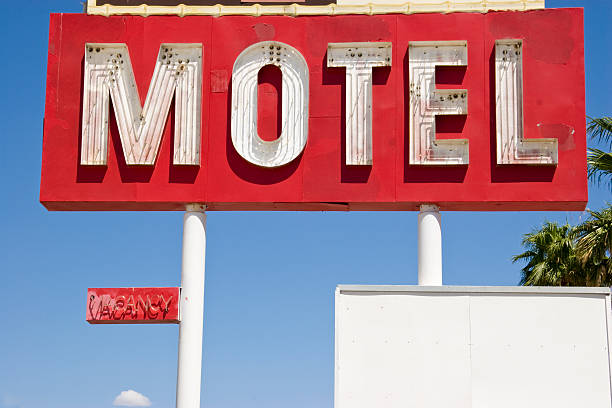 istock Retro Motel Sign, Lodging, Empty, Vacant, Copy-space, Grunge, Outdoors 126243760