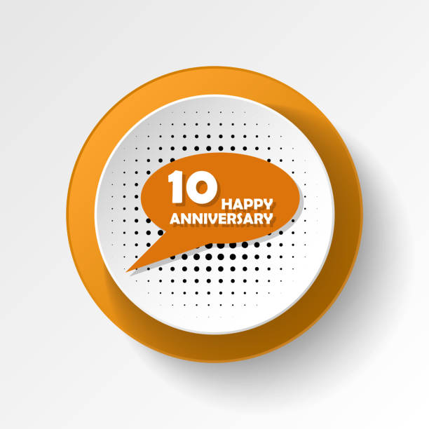 ilustrações de stock, clip art, desenhos animados e ícones de anniversary, 10 years multicolored icon button. can be used for web, logo, mobile app, ui, ux - banner anniversary vector button