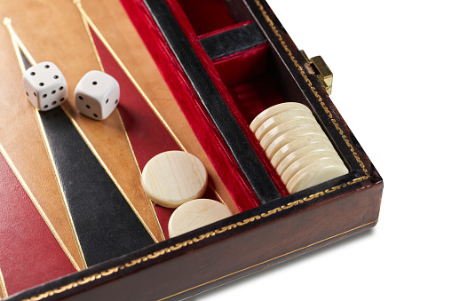 Collection of age-old classic games with copy space. Backgammon, Chess and dominos