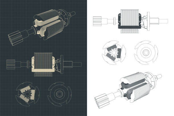 dcモータローター図面 - blueprint electrical component engineer plan点のイラスト素材／クリップアート素材／マンガ素材／アイコン素材