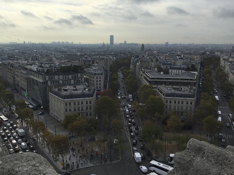 Paris, France October 12, 2018:This is the view from the terrace of \