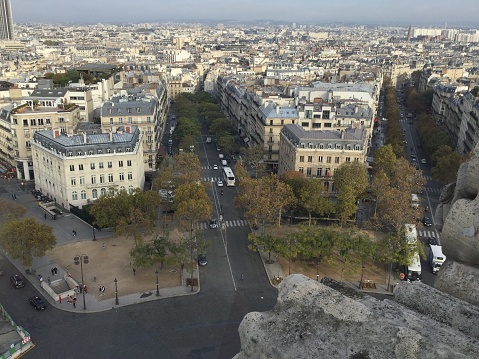 Paris, France October 12, 2018:This is the view from the terrace of \