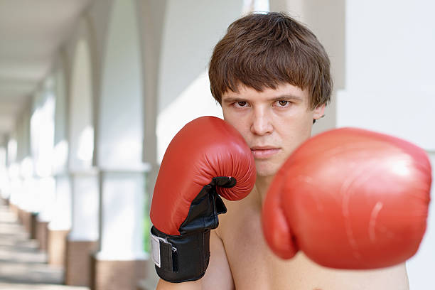 istock Boxer with red gloves outdoors 126250796