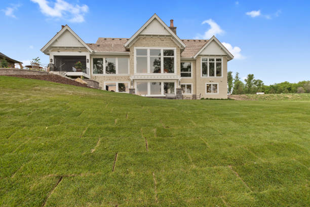 istock Rear elevation of luxury home with newly sodded yard 1262508141