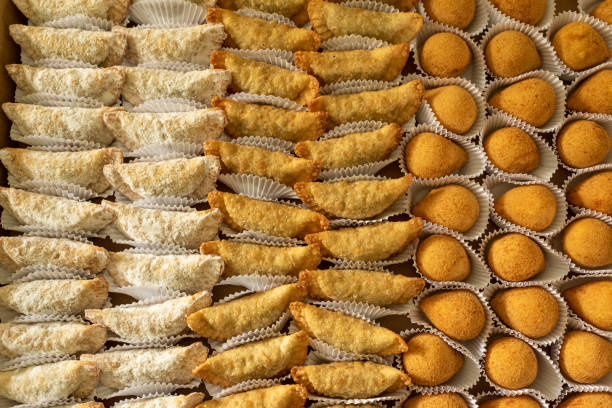 istock Brazilian gastronomy. Various snacks, such as pastries, chicken drumsticks and risoles. 1262540755