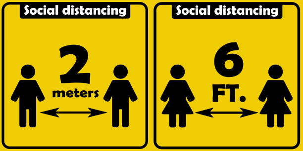 istock Social distancing sign 2 meters and 6 feet vector illustration 1262544261