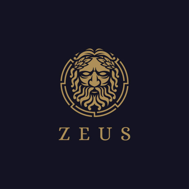 Zeus God vector illustration vector, jupiter vector Zeus God illustration vector on dark background, Lopiter vector, jupiter vector neptune roman god stock illustrations