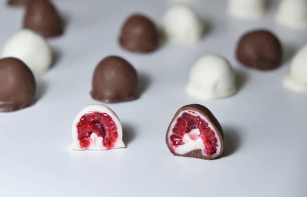 raspberries dipped in homemade black and white chocolate
