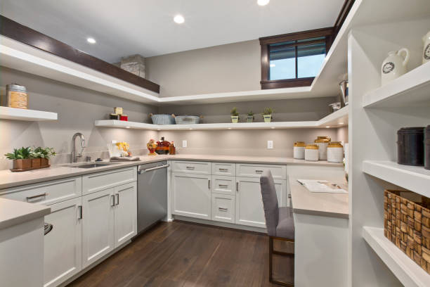 istock Walk-in pantry that is open to the kitchen 1262566557