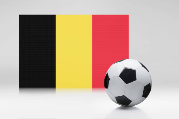 istock Belgium flag with a soccer ball 1262566827