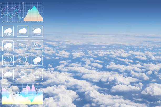 istock Dramatic atmosphere panorama image of buautiful cloudscape aerial view form aircraft with graph and chart presentation for meteorology forcast background. 1262567988