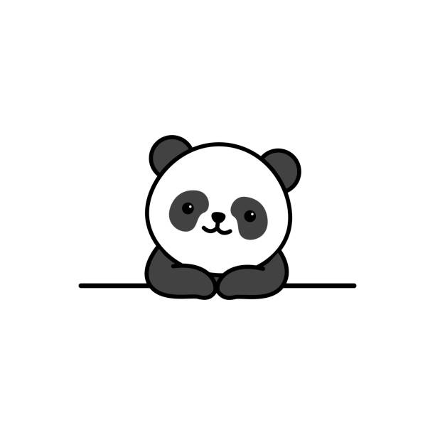 Cute Panda Over Wall Cartoon Vector Illustration Stock Illustration -  Download Image Now - Panda - Animal, Animal, Animal Body Part - iStock