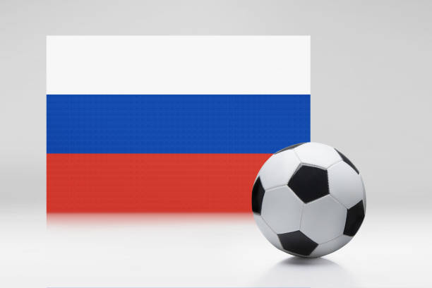 istock Russia flag with a soccer ball 1262570320