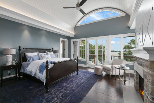 istock Dark colored rug in beautiful bedroom 1262572416