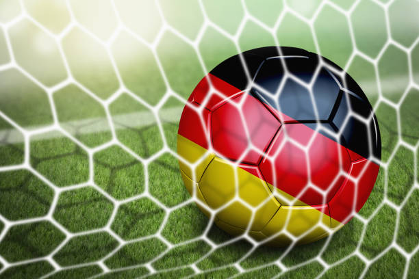 istock Germany soccer ball in goal net 1262573309