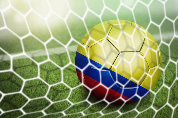istock Colombia soccer ball in goal net 1262574524