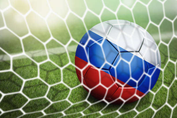 istock Russia soccer ball in goal net 1262575283