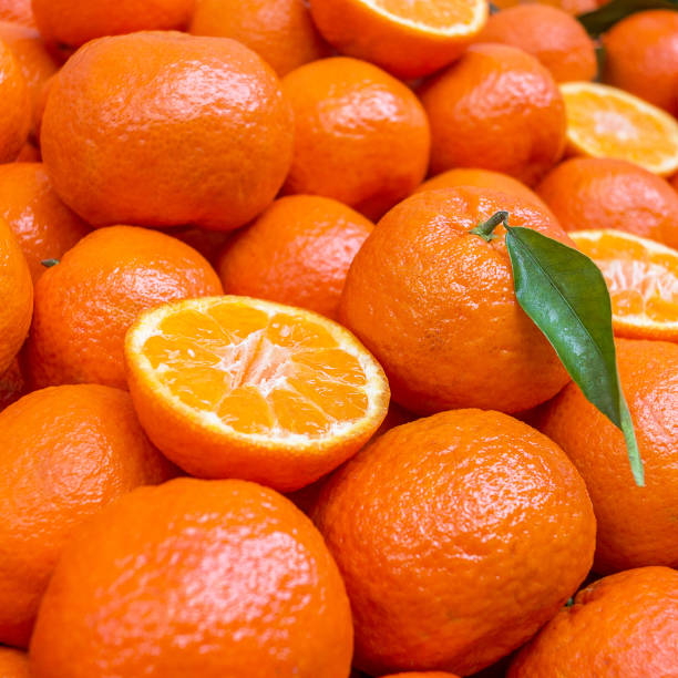istock Lot of mandarin orange /Mandarins, selective focus 1262575455