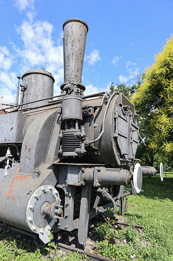 Old locomotive at the railway staion of Debrecen city, Hungary