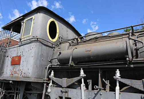 Old locomotive at the railway staion of Debrecen city, Hungary