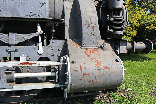 Old locomotive at the railway staion of Debrecen city, Hungary