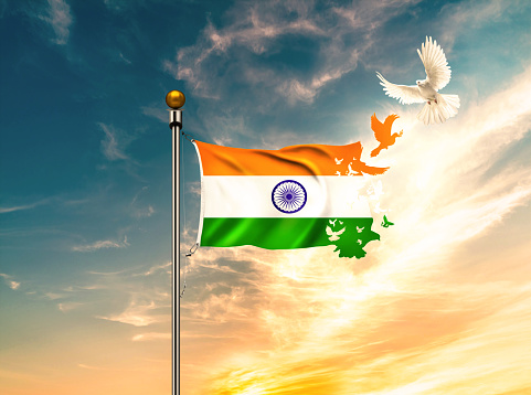 Flying India Flag With Background Stock Photo - Download Image Now -  Republic Day, Indian Independence Day, India - iStock
