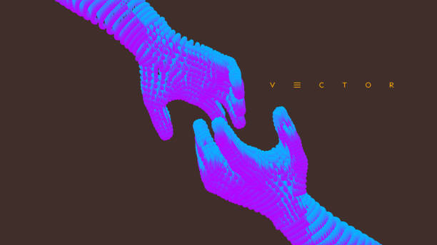 istock Hands reaching towards each other. Concept of human relation, togetherness or  partnership. Connection structure. 3D vector illustration. 1262582058