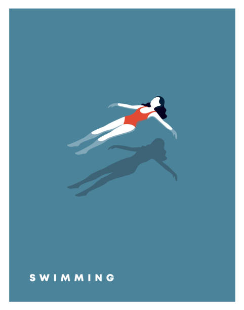 dziewczyna leżąca na pływaku w wodzie. kobieta w stroju kąpielowym leżącego na basenie, wakacje, relaks na plaży lub basenie. widok z góry na wakacje. nowoczesna prosta, wektorowa płaska ilustracja. - morze ilustracje stock illustrations