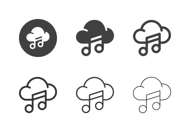 Vector illustration of Cloud Music Icons - Multi Series