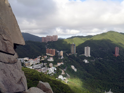 The iconic mask Rock on Mount Nicholson, a 430 m tall mountain located on Hong Kong Island, Hong Kong.