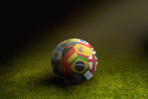 istock World flags soccer ball on a playing field 1262587017