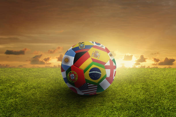 istock World flags soccer ball on a playing field 1262587181
