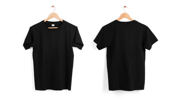 istock Mockup blank black T-shirt hanger isolated on white background. 1262589143