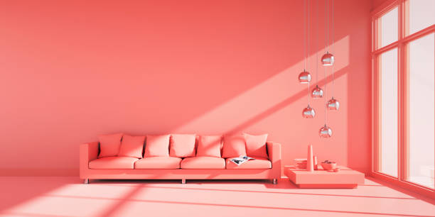 istock Sofa in coral red living room 1262592228