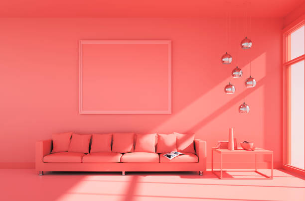 Sofa in coral red living room