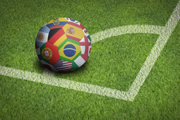 istock Taking corner with world flags soccer ball 1262592739