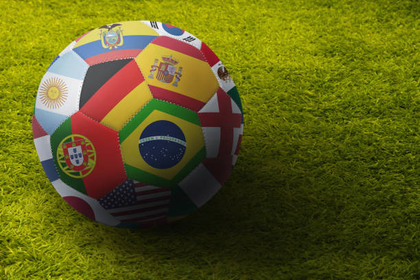 istock World flags soccer ball on a playing field 1262592768