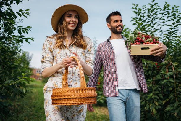 istock Beautiful couple in the orchard 1262593463