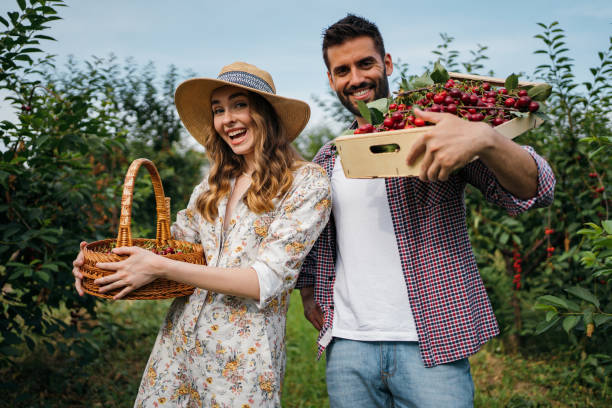 istock Beautiful couple in the orchard 1262593583