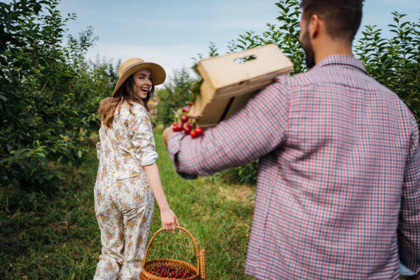 istock Beautiful couple in the orchard 1262593630