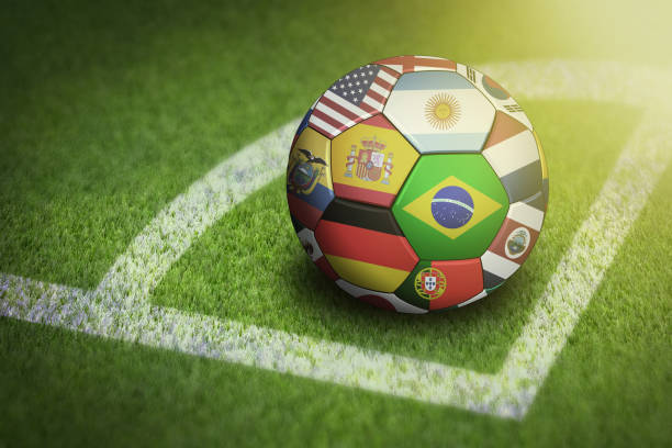 istock Taking corner with world flags soccer ball 1262595807