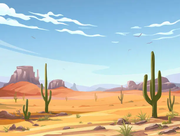 Vector illustration of Tranquil Desert Scene