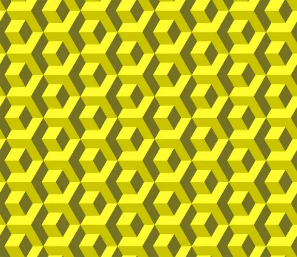 Vector illustration of Abstract cube pattern in editable vector format. Seamless Cubes Pattern. Yellow color. 3D vector background. Modern stylish texture.