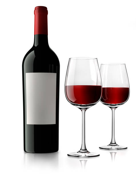 istock Blank bottle of red wine with glasses 1262598100