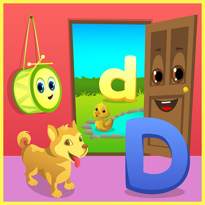 Letter D For Kids Learning Stock Illustration - Download Image Now -  Alphabet, Cartoon, Design - iStock