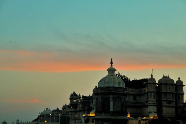 istock Orange colour dramatic sky seen in udaipur place . 1262599479