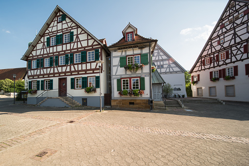 Historic old buildings in Germany in a small town in Swabia, in (süßen) near Stuttgart.