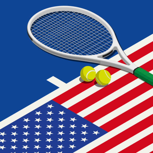 istock Tennis tournament and American flag 1262601960
