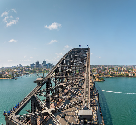 Sydney, New South Wales, Australia - December 25th, 2019: Closeup and details of the Sydney Harbour Bridge
