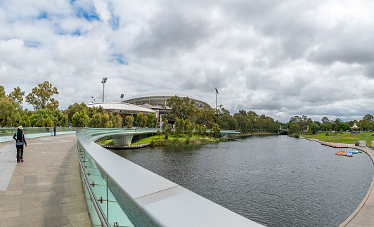 Adelaide, Australia - December 12th, 2019; The bridge leading to the Adelaide Oval, Adelaide, Australia.